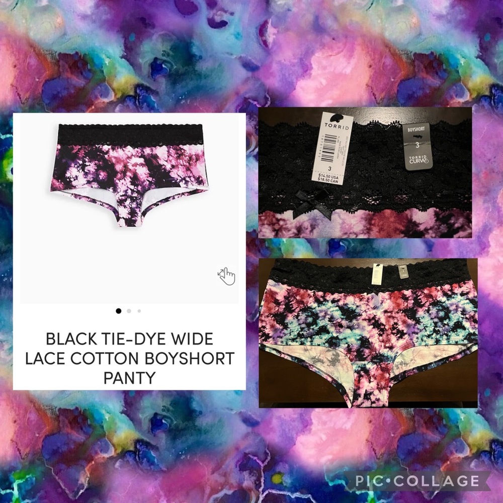 TORRID WIDE LACE BOY SHORT PANTY - COTTON TIE DYE